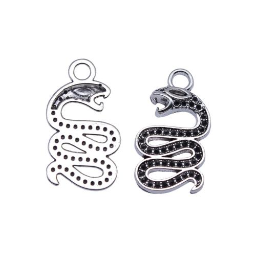 Zinc Alloy Animal Pendants, Snake, plated, DIY, antique silver color 