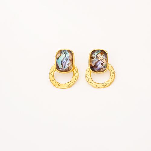 Abalone Shell Earring, Brass, with Abalone Shell, plated, fashion jewelry & for woman [