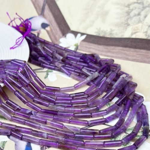 Natural Amethyst Beads, Round Tube, polished, DIY Approx 