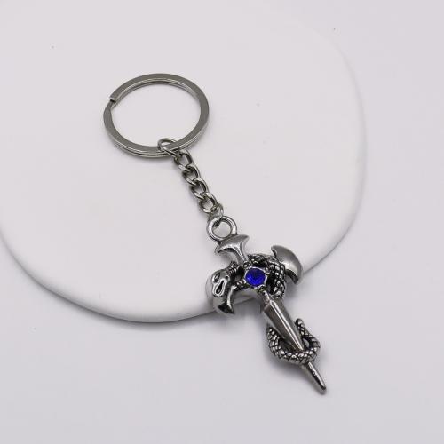 porte-clés en alliage zinc à stras, alliage de zinc, Placage de couleur d'or, bijoux de mode & avec strass, plus de couleurs à choisir, Vendu par PC