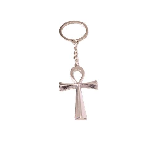 bijoux de porte-clés en Alliage de zinc, croix, Placage de couleur d'or, bijoux de mode, argent, Vendu par PC
