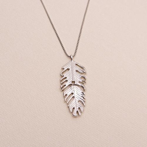 Zink -Legierung Eisen Kette Pullover Halskette, Zinklegierung, Federn, goldfarben plattiert, Modeschmuck & mit Strass, keine, verkauft von PC[