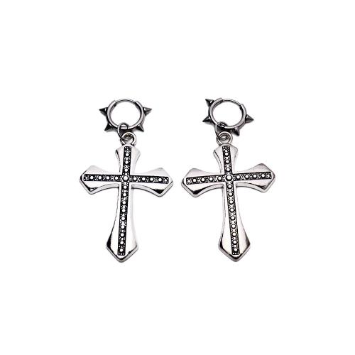 Boucle d'oreille goutte Zinc Alloy, alliage de zinc, croix, Placage de couleur d'or, bijoux de mode, plus de couleurs à choisir, Vendu par paire