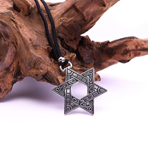 Chaîne en alliage de zinc de fer Collier Pull, Hexagram, Placage de couleur d'or, bijoux de mode, plus de couleurs à choisir, Vendu par PC[