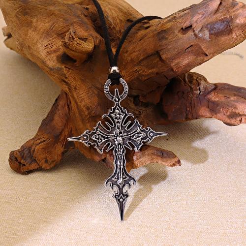 Chaîne en alliage de zinc de fer Collier Pull, croix, Placage de couleur d'or, bijoux de mode, plus de couleurs à choisir, Vendu par PC[