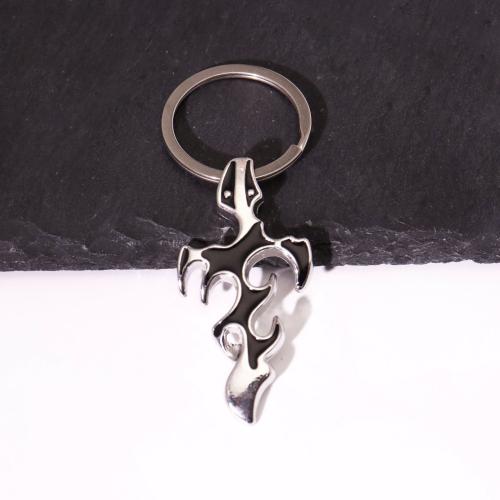 Enamel Zinc Alloy Key Chain, Cross, gold color plated, fashion jewelry, black 