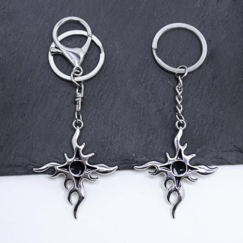 bijoux de porte-clés en Alliage de zinc, croix, Placage de couleur d'or, bijoux de mode, argent, Vendu par PC