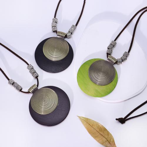 Wood Necklace, with Zinc Alloy, gold color plated, fashion jewelry 
