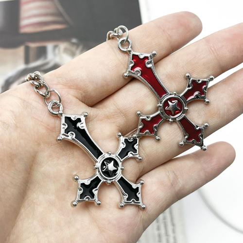 Enamel Zinc Alloy Key Chain, Cross, gold color plated, fashion jewelry 