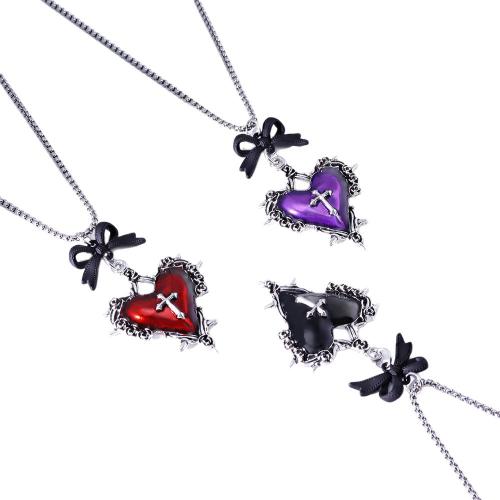 Conjuntos de joya de aleación de cinc de esmalte, aleación de zinc, pendiente & collar, Corazón, chapado en color dorado, Joyería, más colores para la opción, Vendido por Set