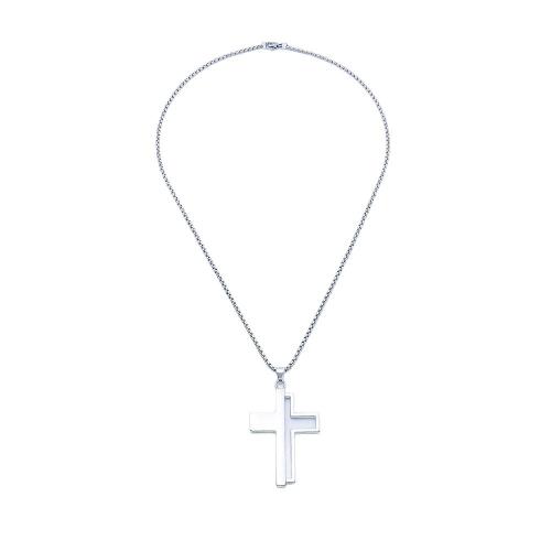 Zink -Legierung Eisen Kette Pullover Halskette, Zinklegierung, Kreuz, goldfarben plattiert, Modeschmuck, Silberfarbe, verkauft von PC[