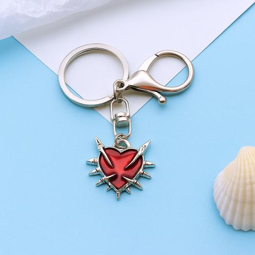Enamel Zinc Alloy Key Chain, Heart, gold color plated, fashion jewelry 