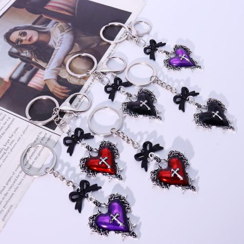 Enamel Zinc Alloy Key Chain, Heart, gold color plated, fashion jewelry 