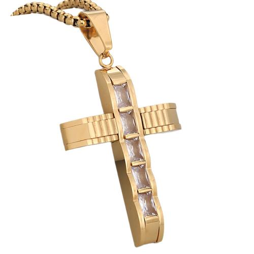 pendentifs En acier inoxydable de Croix , Acier inoxydable 304, Placage, DIY & pavé de micro zircon, plus de couleurs à choisir, Vendu par PC