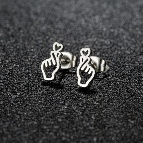 Серьги из нержавеющей стали, Нержавеющая сталь 304, Рука, Другое покрытие, ювелирные изделия моды, Много цветов для выбора, 12Пары/сумка, продается сумка