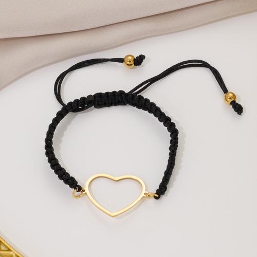 Fashion Jewelry Bracelet, 304 Stainless Steel, with Knot Cord, plated 
