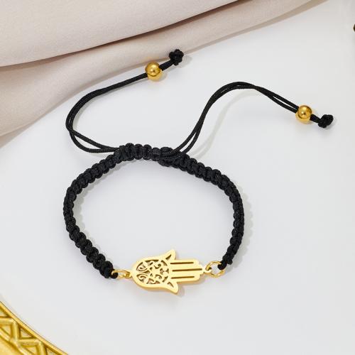 Fashion Jewelry Bracelet, 304 Stainless Steel, with Knot Cord, Hand, plated 