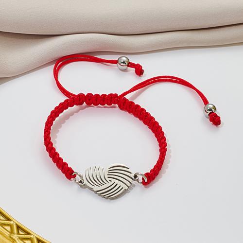 Fashion Jewelry Bracelet, 304 Stainless Steel, with Knot Cord, Heart, plated 