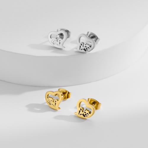 Серьги из нержавеющей стали, Нержавеющая сталь 304, Сердце, Другое покрытие, ювелирные изделия моды, Много цветов для выбора, 12Пары/сумка, продается сумка