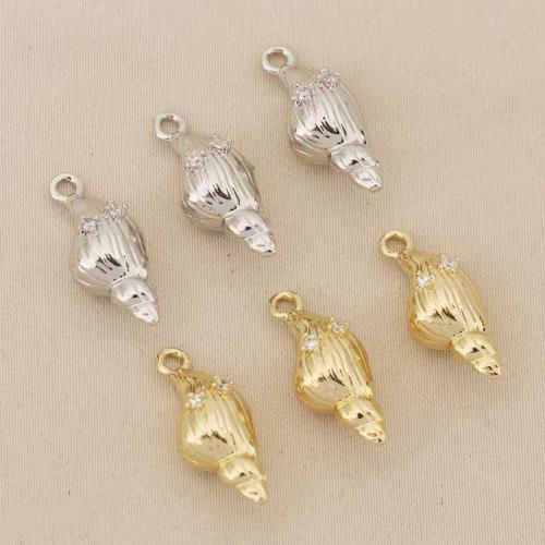 Strass Messing Anhänger, Strandschnecke, plattiert, DIY & mit Strass, keine, 10PCs/Tasche, verkauft von Tasche