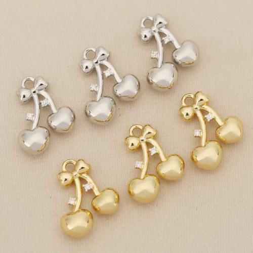 Cubic Zirconia Micro Pave Brass Pendant, Cherry, plated, DIY & micro pave cubic zirconia 