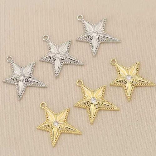 Strass Messing Anhänger, Stern, plattiert, DIY & mit Strass, keine, 10PCs/Tasche, verkauft von Tasche