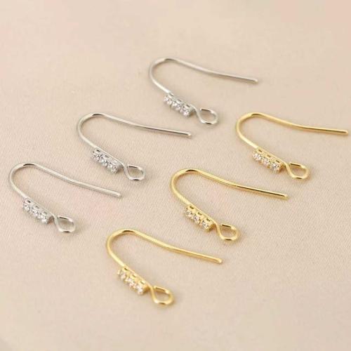 真鍮フーブイヤリング・コンポーネント, 銅, メッキ, ファッションジュエリー & ライン石のある, 無色, 10パソコン/バッグ, 売り手 バッグ