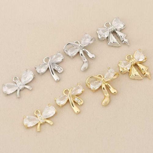 Strass Messing Anhänger, Schleife, plattiert, DIY & mit Strass, keine, 10PCs/Tasche, verkauft von Tasche