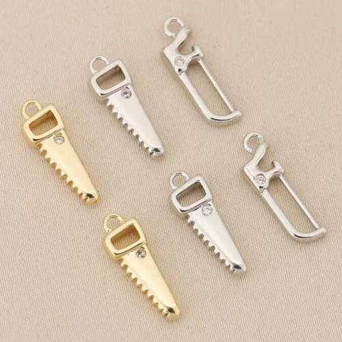 Strass Messing Anhänger, Säge, plattiert, DIY & mit Strass, keine, 10PCs/Tasche, verkauft von Tasche