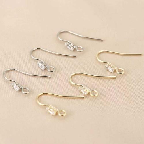 真鍮フーブイヤリング・コンポーネント, 銅, メッキ, DIY & マイクロパヴェジルコニア, 無色, 10パソコン/バッグ, 売り手 バッグ