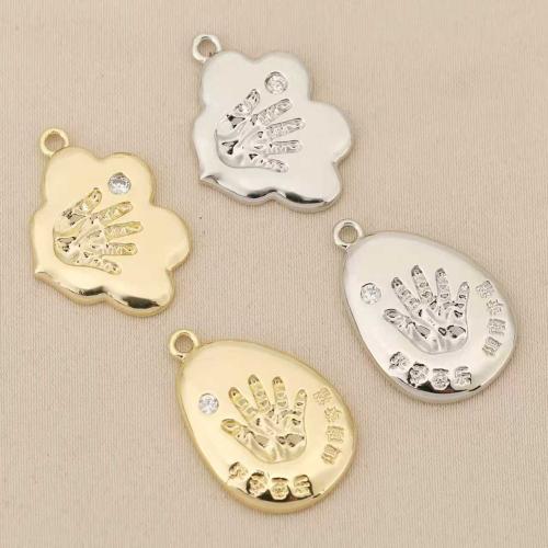 Strass Messing Anhänger, Hand, plattiert, DIY & mit Strass, keine, 10PCs/Tasche, verkauft von Tasche