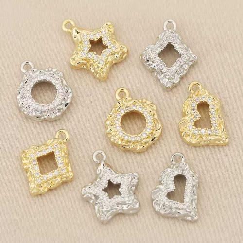 Strass Messing Anhänger, plattiert, DIY & mit Strass & hohl, keine, 10PCs/Tasche, verkauft von Tasche