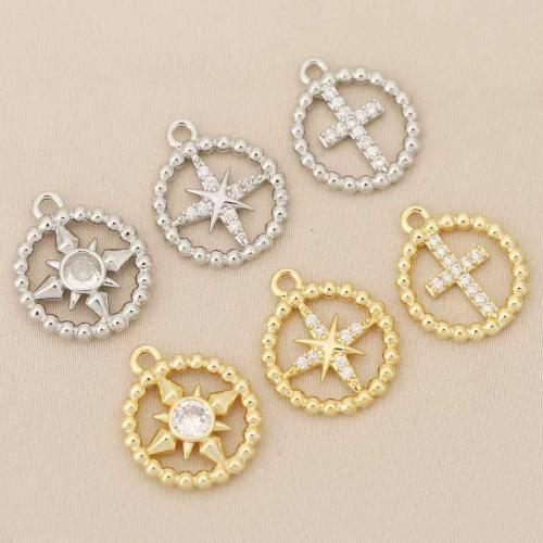 Strass Messing Anhänger, rund, plattiert, DIY & mit Strass & hohl, keine, 10PCs/Tasche, verkauft von Tasche