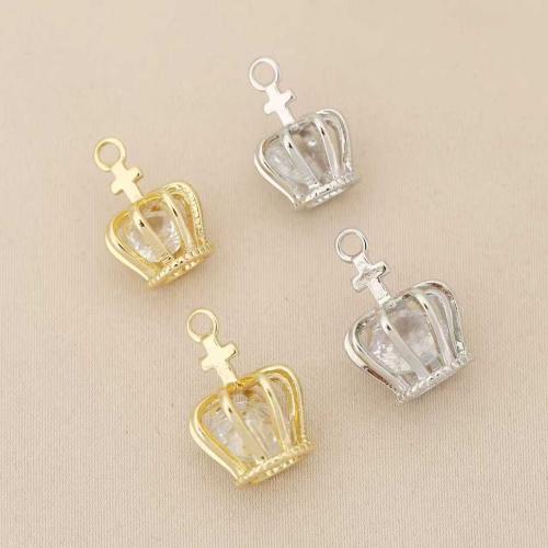Strass Messing Anhänger, Krone, plattiert, DIY & mit Strass, keine, 10PCs/Tasche, verkauft von Tasche