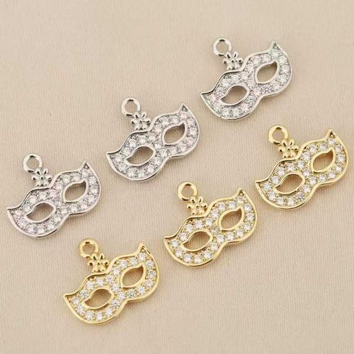 Strass Messing Anhänger, Maske, plattiert, DIY & mit Strass, keine, 10PCs/Tasche, verkauft von Tasche