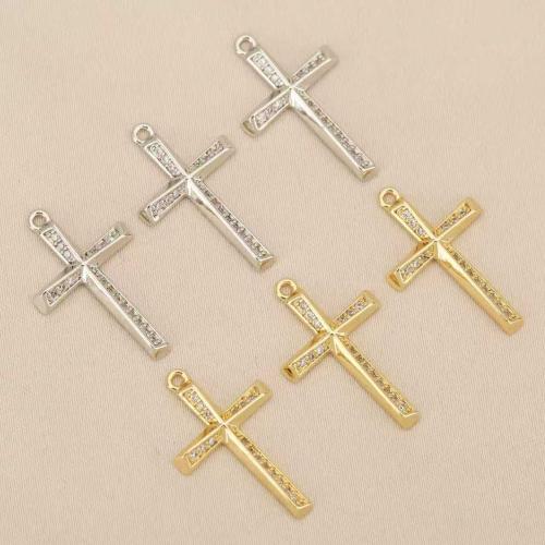 Strass Messing Anhänger, Kreuz, plattiert, DIY & mit Strass, keine, 10PCs/Tasche, verkauft von Tasche