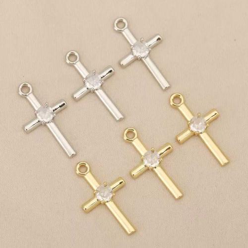pendentifs de Croix en Laiton , Placage, DIY & avec strass, plus de couleurs à choisir Vendu par sac