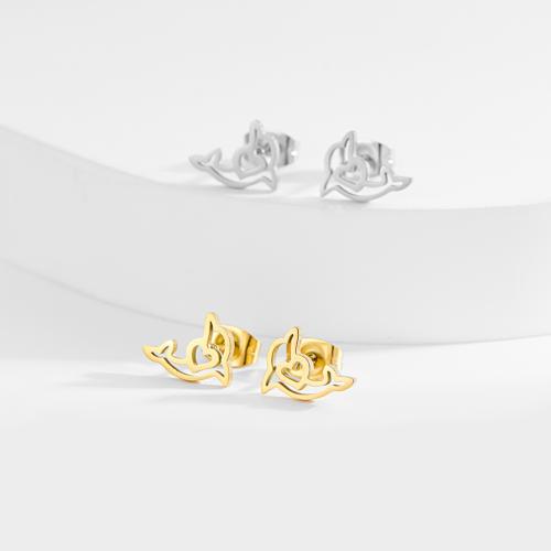 Серьги из нержавеющей стали, Нержавеющая сталь 304, Дельфин, Другое покрытие, ювелирные изделия моды, Много цветов для выбора, 12Пары/Пара, продается Пара