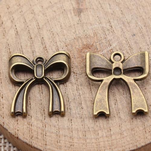 Zinc Alloy Bowkont Pendants, Bowknot, plated, DIY, antique bronze color 