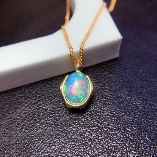 Sterling Silver Jewelry Necklace, 925 Sterling Silver, with Opal, fashion jewelry & for woman, opal size Approx 16 Inch 