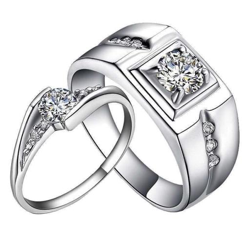 Brass Couple Ring, plated & micro pave cubic zirconia & for couple, US Ring 