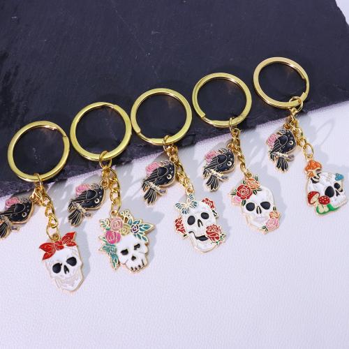 Enamel Zinc Alloy Key Chain, gold color plated, Halloween Design 