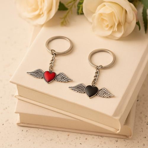 Enamel Zinc Alloy Key Chain, Heart, gold color plated, fashion jewelry 