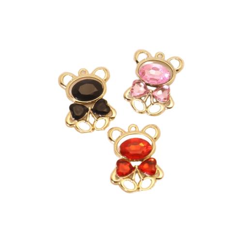 Zink Legierung Strass Anhänger, Zinklegierung, Bär, goldfarben plattiert, DIY & mit Strass, keine, verkauft von PC