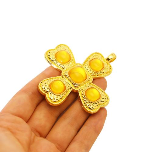 Bijoux pendentifs en Zinc alliage , alliage de zinc, avec Gemme synthétique, croix, Placage de couleur d'or, DIY, plus de couleurs à choisir, Vendu par PC