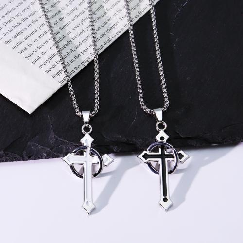 Zink -Legierung Eisen Kette Pullover Halskette, Zinklegierung, Kreuz, goldfarben plattiert, Modeschmuck & Emaille, keine, verkauft von PC[