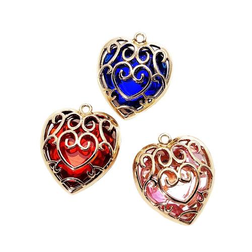 Zink-Legierung-Anhänger mit Kristall, Zinklegierung, mit Kristall, Herz, goldfarben plattiert, DIY, keine, verkauft von PC