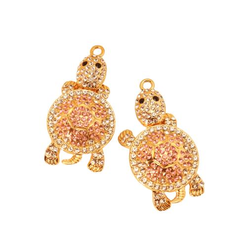 Zink Legierung Strass Anhänger, Zinklegierung, Schildkröter, goldfarben plattiert, DIY & mit Strass, keine, verkauft von PC