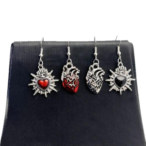 Emaille Zink Legierung Tropfen Ohrring, Zinklegierung, Herz, goldfarben plattiert, Modeschmuck, keine, verkauft von Paar