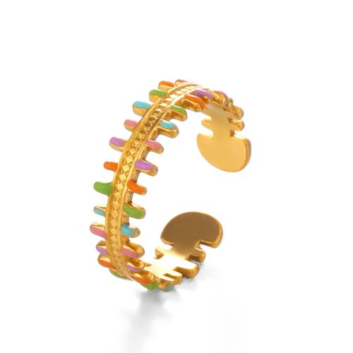 Émail Bague en Acier inoxydable , Acier inoxydable 304, Plaqué or 18K, bijoux de mode & pour femme & émail, plus de couleurs à choisir, Vendu par PC